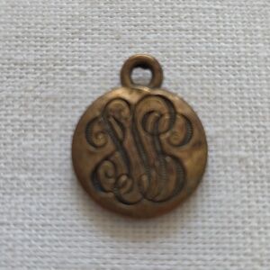 Antique Victorian Edwardian Bridgerton Gold-Plated Monogrammed Mourning Pendant